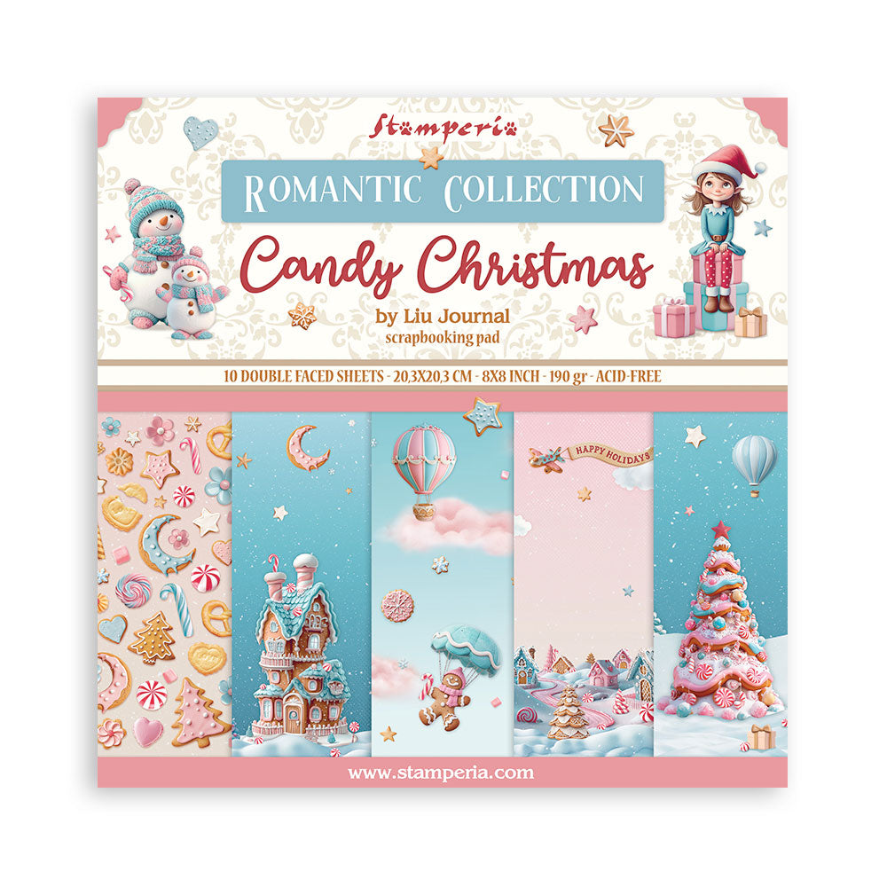 Stamperia Candy Christmas 8” x 8” Pad - 8 double faced sheets - SPSBBS129