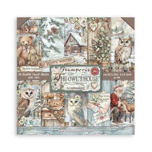 Stamperia Owl's House Collection 8” x 8” Pad - 8 double faced sheets - SPSBBS130
