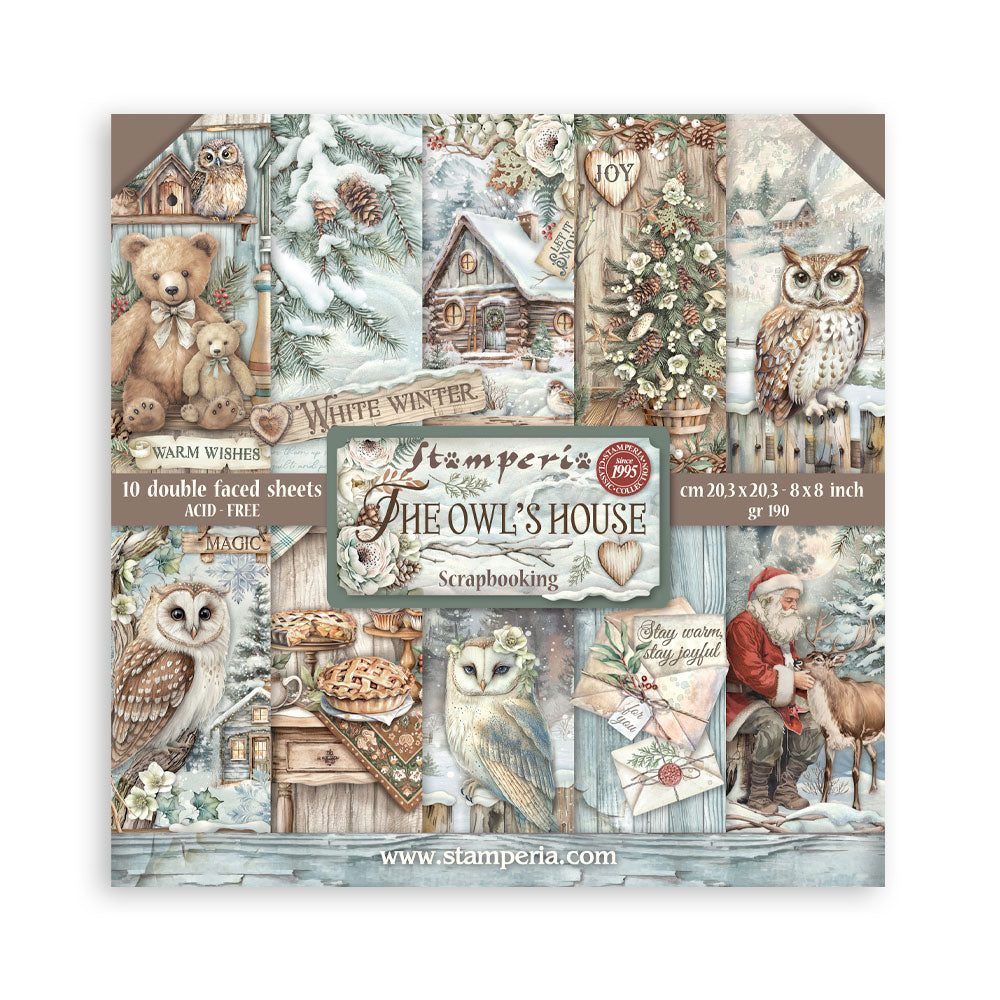 Stamperia Owl's House Collection 8” x 8” Pad - 8 double faced sheets - SPSBBS130