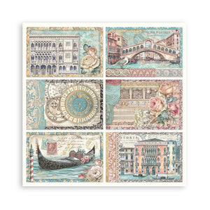 Stamperia Venice City of Art 8” x 8” Pad - 22 single faced sheets - SPSBBSXB14
