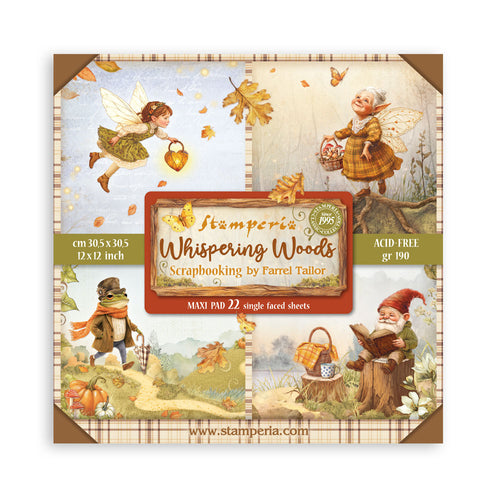 Stamperia Whispering Woods Collection 12” x 12” Maxi Pad - 22 single faced sheets