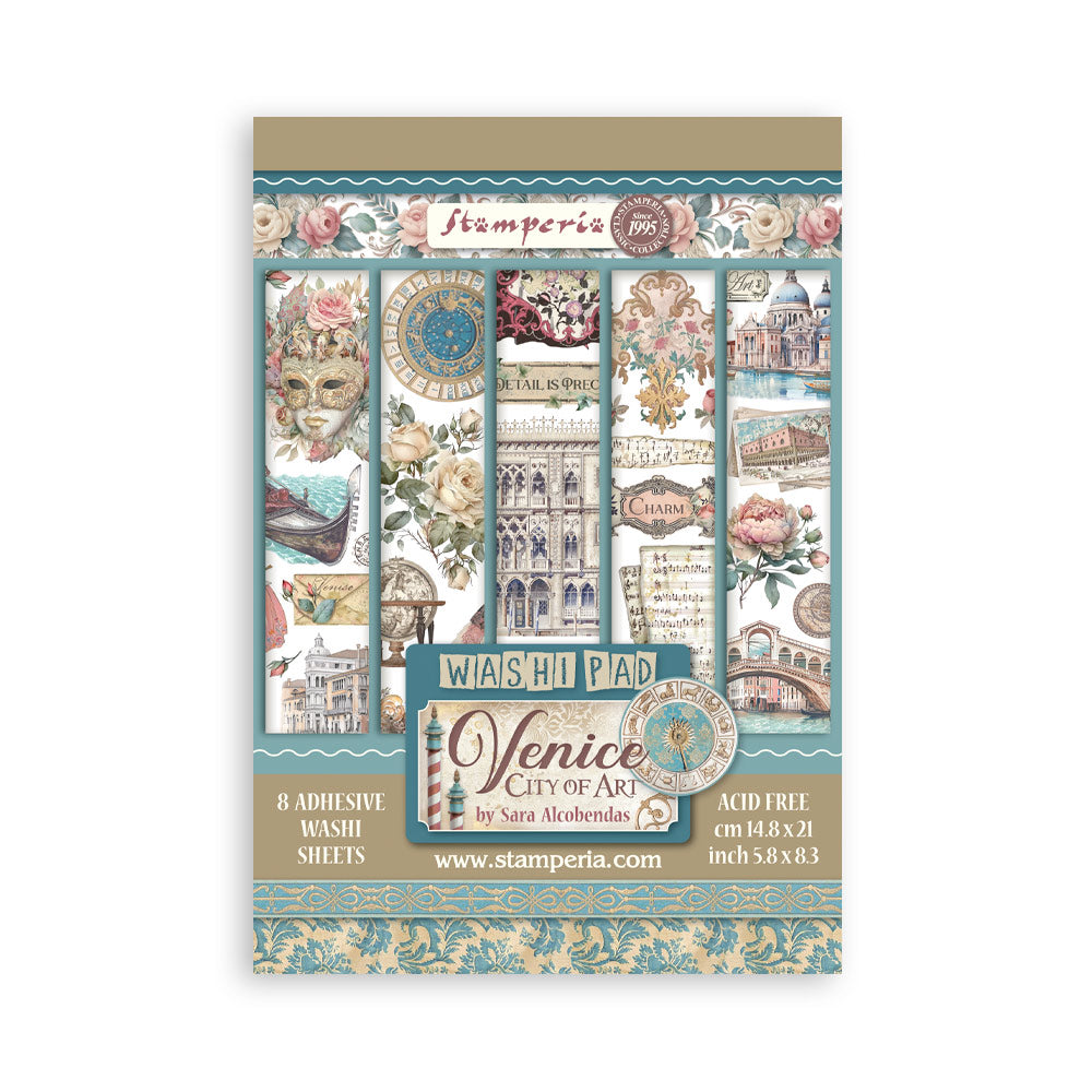 Stamperia Venice City of Art - Washi Pad - 8 Adhesive Washi Sheets - SPSBW21