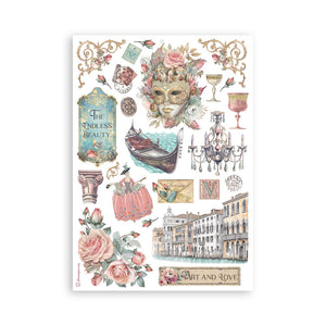 Stamperia Venice City of Art - Washi Pad - 8 Adhesive Washi Sheets - SPSBW21