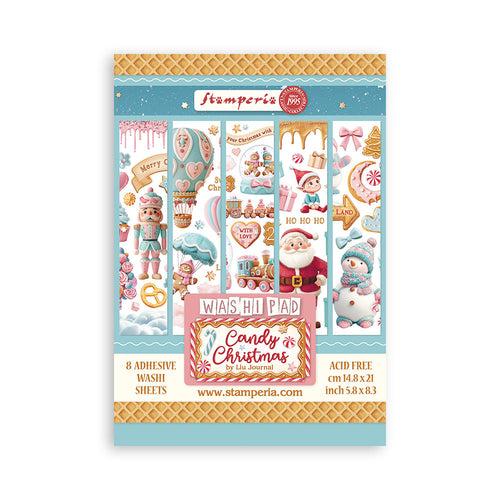 Stamperia Candy Christmas - Washi Pad - 8 Adhesive Washi Sheets - SPSBW22