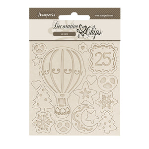 Stamperia Candy Christmas Decorative Chips - Air Balloon SPSCB271