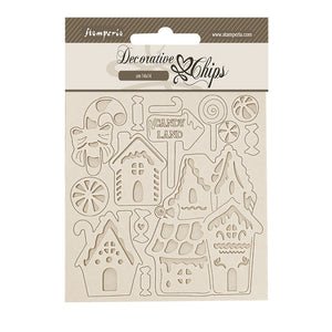 Stamperia Candy Christmas Decorative Chips - Candy Land SPSCB272