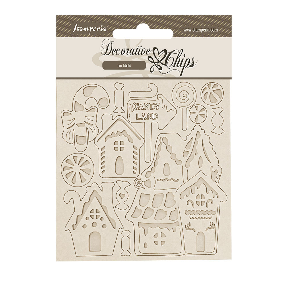 Stamperia Candy Christmas Decorative Chips - Candy Land SPSCB272