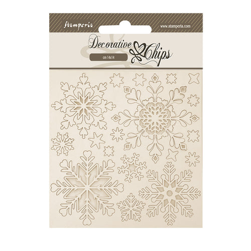 Stamperia Owl's House Collection - Snowflake Decorative Chips -  SPSCB273