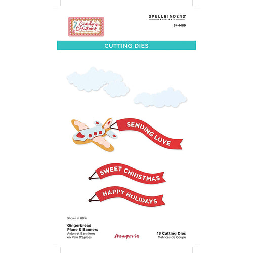 Stamperia Candy Christmas Collection - Gingerbread Plane and Banners - 13 Cutting Dies -  SPSFTB03