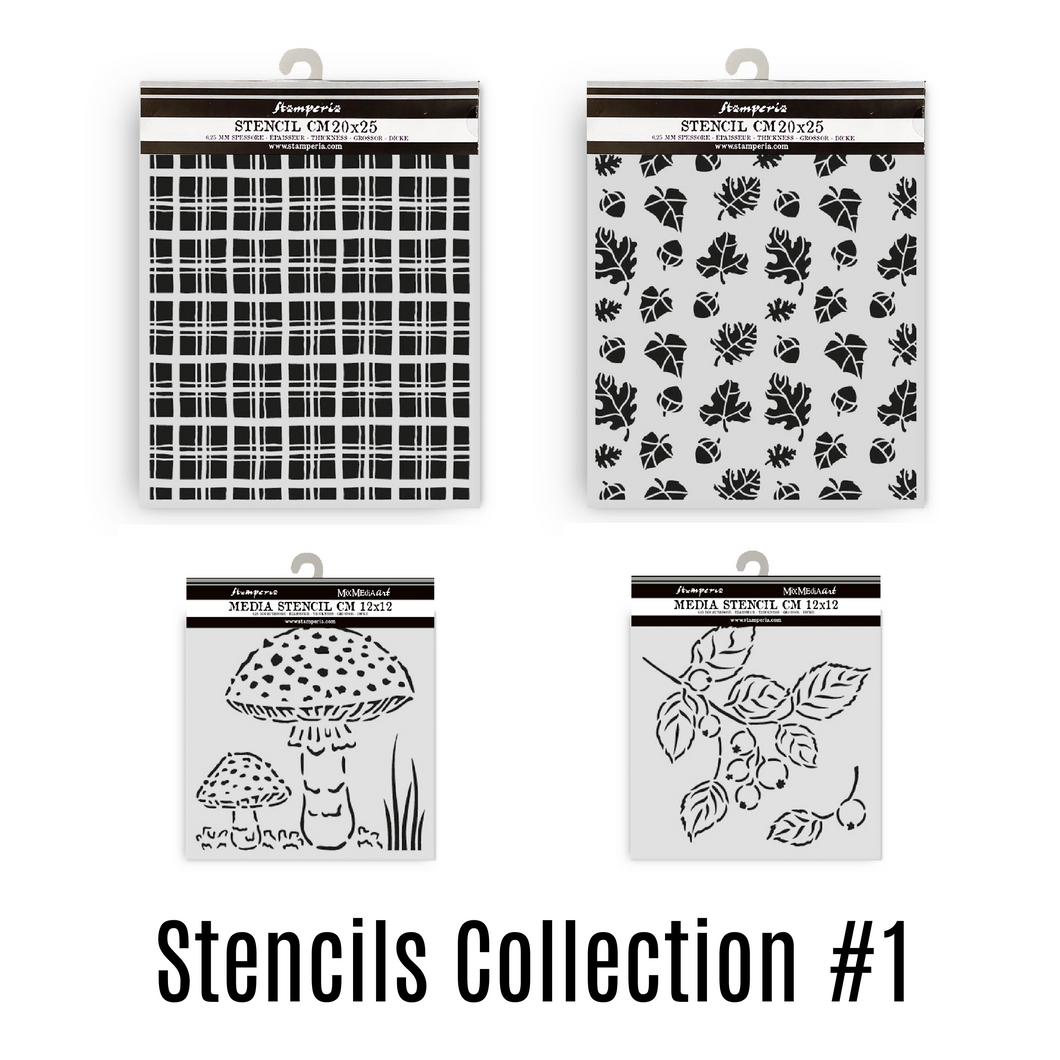 SAVE 10% Stamperia Whispering Woods Collection - Mixed MediaArt Thick Stencil - Stencil Collection One (includes 4 Stencils)