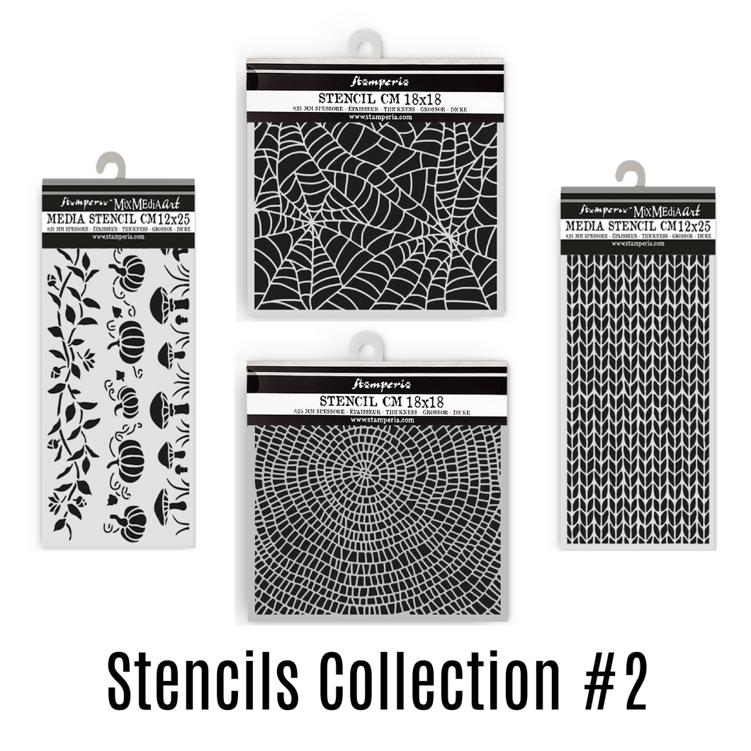 SAVE 10% Stamperia Whispering Woods Collection - Mixed MediaArt Thick Stencil - Stencil Collection Two (includes 4 Stencils)