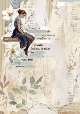 Stamperia - Create HappinessSecret Diary Lady - Decoupage Rice Paper A4 - DFSA4864