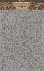 Stamperia A4 Greyboard 2mm, Gears and Clocks KLSPDA414