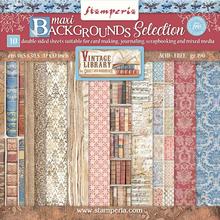 Stamperia Scrapbooking 12” x 12” Paper Pad - Vintage Library Background Selection - 10 Double Faced Sheets - SBBL133