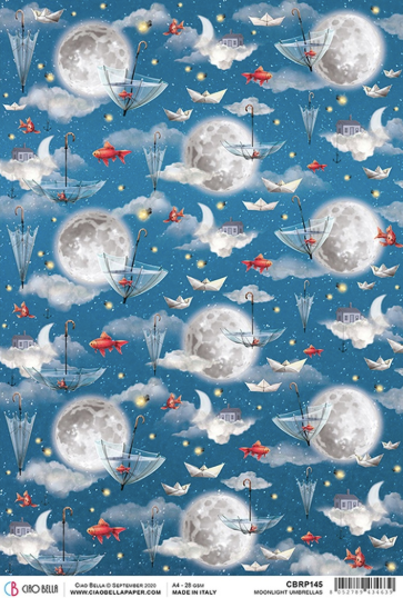 Ciao Bella - Moonlight Umbrellas - Piuma Rice Paper A4 - CBRP145