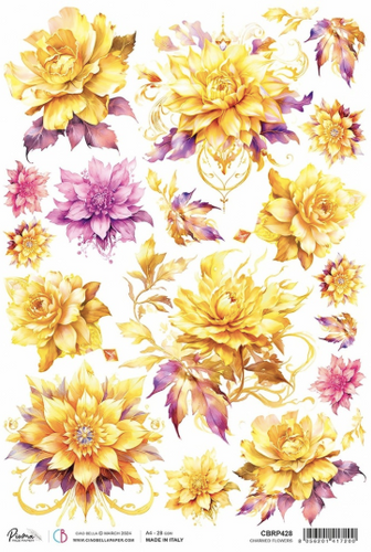 Ciao Bella - Charmed Flowers - Piuma Rice Paper A4 - CBRP428