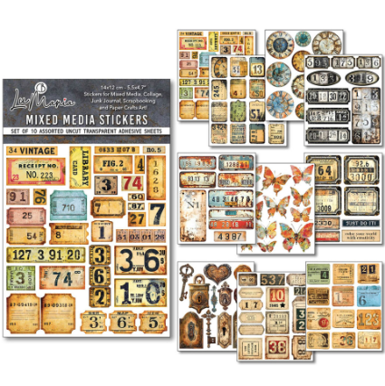 Ciao Bella Paper - Grungy Tags Mixed Media Sticker Set CBMB002