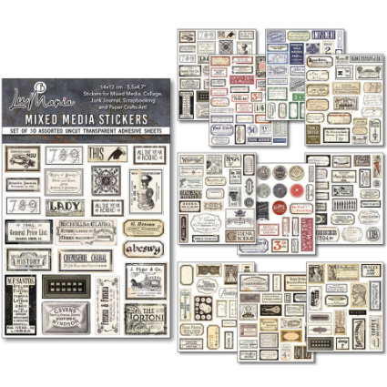 Ciao Bella Paper - Vintage Scripts Mixed Media Sticker Set CBMB003