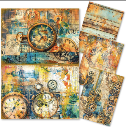 Ciao Bella Paper - Past Time A4 Mixed Media rice paper (Pack of 4 Assorted) CBMF004