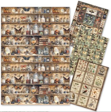 Cabinet of Curiosities Rice Paper A4 MIXED 4 PACK CBRA001