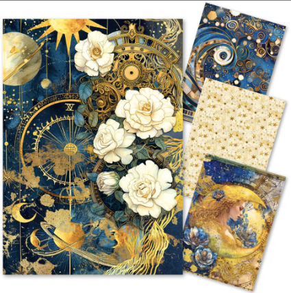 Ciao Bella Celestial Rice Paper A4 MIXED 4 PACK CBRA003