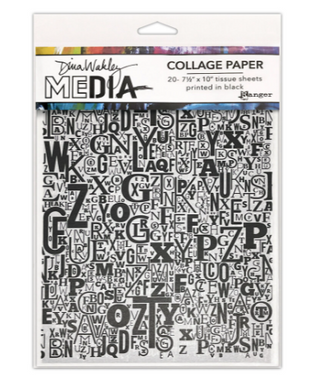 Ranger - Dina Wakley Media Collage Paper - Jumbled Letters - Pack of 20