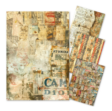 Ciao Bella Paper - Journey Ahead A4 Mixed Media rice paper (Pack of 4 Assorted) CBMF006