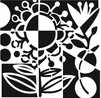 TCW Stencil by Balzer - Fractured Flower - 6
