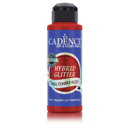 Cadence Hybrid Glitter Paint - Crimson Red + Silver Glitter (120 ml) CA771293