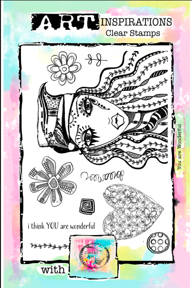 Art Inspirations - Designs by Zinski - You are Wonderful / Doodle Girl - A5 - 10 Stamps