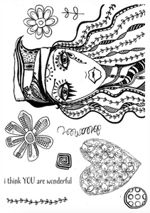 Art Inspirations - Designs by Zinski - You are Wonderful / Doodle Girl - A5 - 10 Stamps