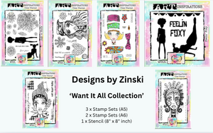 Art Inspirations - Designs by Zinski - Want It All Collection (47 Stamps & 1 Stencil)