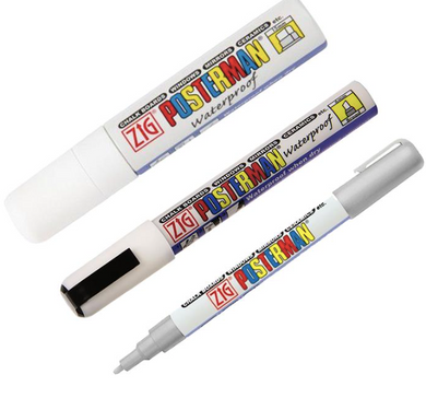 Zig Posterman White Pen Selection - set of 3