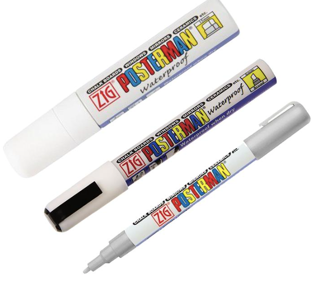 Zig Posterman White Pen Selection - set of 3