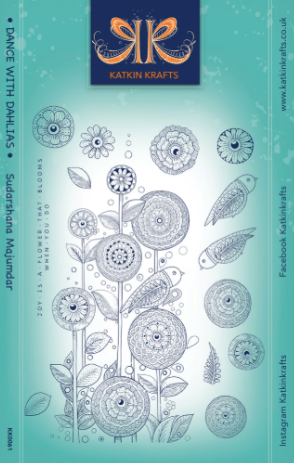 Katkins Krafts Clear Stamp Set - Dance with Dahlias- A5 - 14 stamps