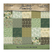 Tim Holtz Idea-ology - Palette Paper Collection: Green Paper Pad -12"x12" - 200 GSM