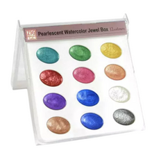 Kuretake Pearlescent Watercolour Jewel Box Paints - 12 colour palette