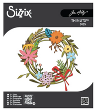 Sizzix by Tim Holtz - Thin Lits Die - Vault Funky Floral Wreath - 14 pieces