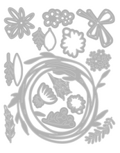Sizzix by Tim Holtz - Thin Lits Die - Vault Funky Floral Wreath - 14 pieces