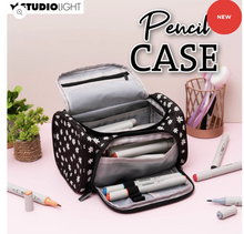 Studio Light - Pencil Case Storage - (220 x 115 x 120mm) - Black with White Flowers