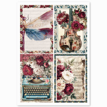 Ciao Bella - Bohemian Burgundy Collection - Rice Paper A4 MIXED 4 PACK