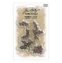 Tim Holtz Idea-ology Festive Metal Adornments, 4 Pieces (Pre-order)