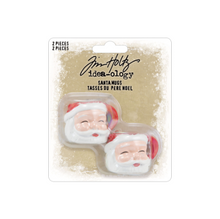 Tim Holtz Idea-ology Santa Mugs, 2 Resin Decorations (Pre-order)