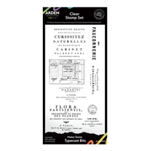 Arden Creative Studio Amber Ledgers Typecast Bits Clear Stamp Set – Katie Pertiet – 4 x 8 Inches (ACSCS0038)