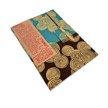 Lamali Bamsa Fusion Notebook – (Turquoise & Brown with Gold Pattern) 108 Pages (15x21cm)