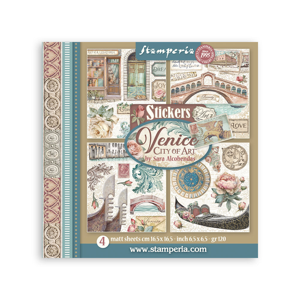 Stamperia Venice City of Art - Stickers 4 Sheets - SPSBSTK03