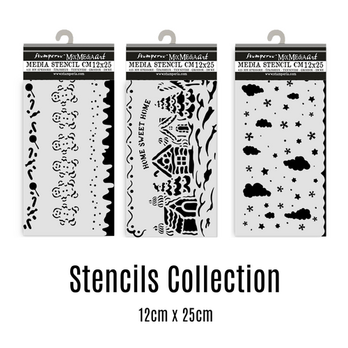 Stamperia Candy Christmas Collection - Mixed MediaArt Thick Stencil - 12 x 25cm Bundle (includes 3 Stencils) SAVE 15%