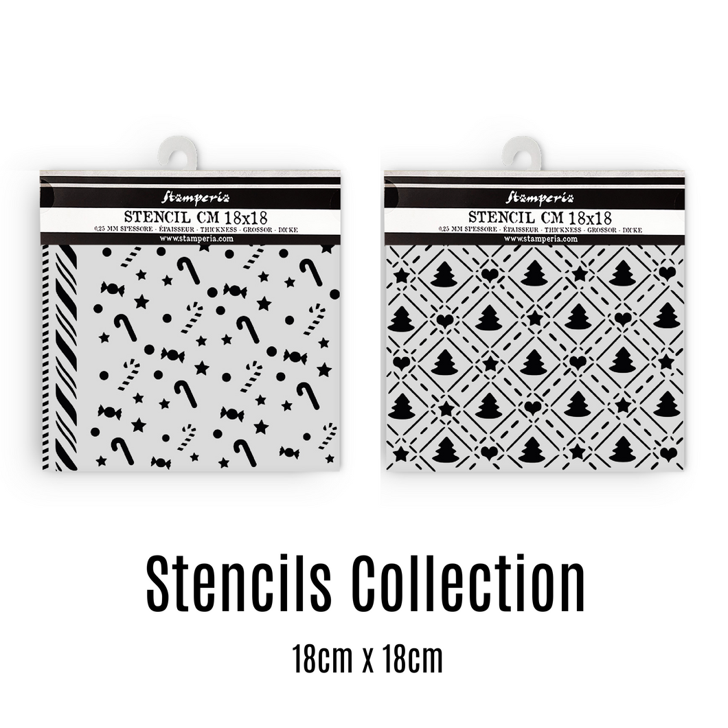 Stamperia Candy Christmas Collection - Mixed MediaArt Thick Stencil - 18 x 18cm  Bundle (includes 2 Stencils) SAVE 15%