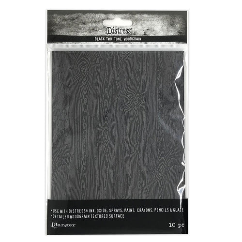 Tim Holtz Distress Black Woodgrain Cardstock Limited Edition Design (10 sheets)