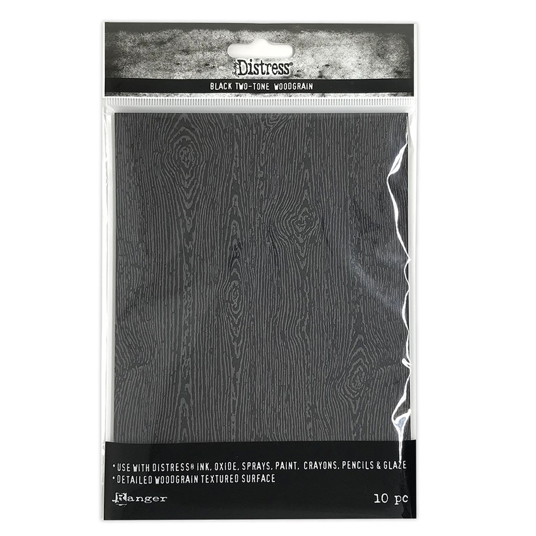 Tim Holtz Distress Black Woodgrain Cardstock Limited Edition Design (10 sheets)